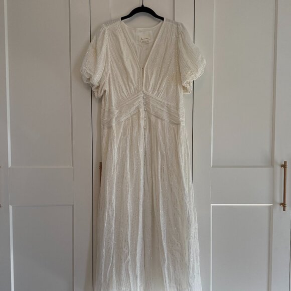 RARE Anthropologie “Katerina” Button-Front Dress in Ivory - Picture 2 of 6